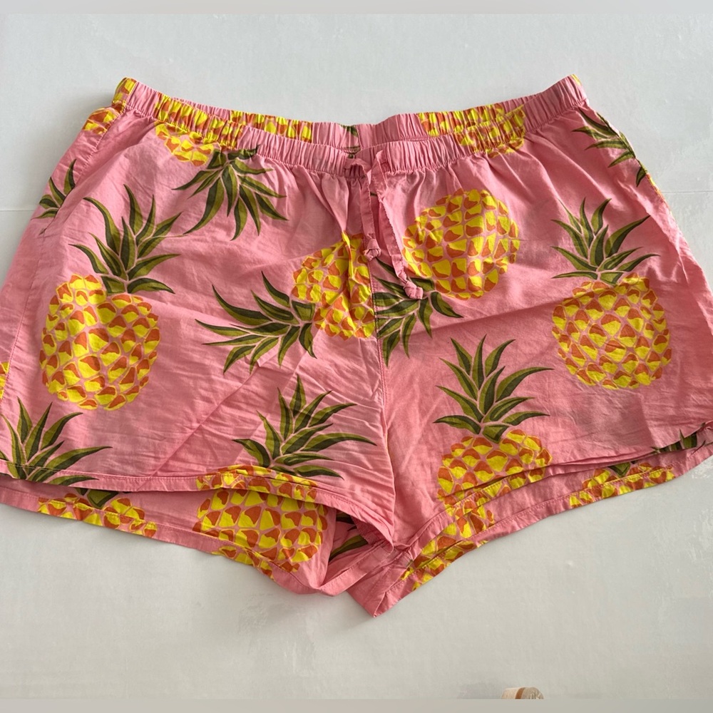 Anthropologie Pink Pineapple Print Cotton Pajama Shorts